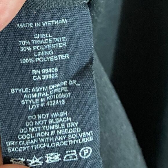 Theory WOMEN’s ASYM DRAPE ADMIRAL CREPE MINI BLACK DRESS Sz-8 - Picture 5 of 9